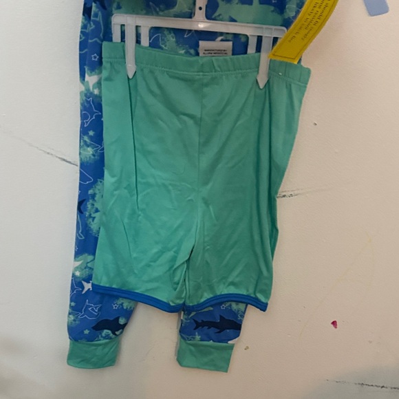 Shark Attack Blue and Green Rashguard Set - Picture 4 of 6